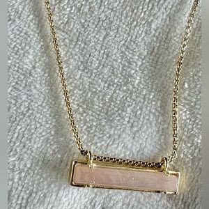Kendra Scott Rose Quartz Gold Bar Necklace